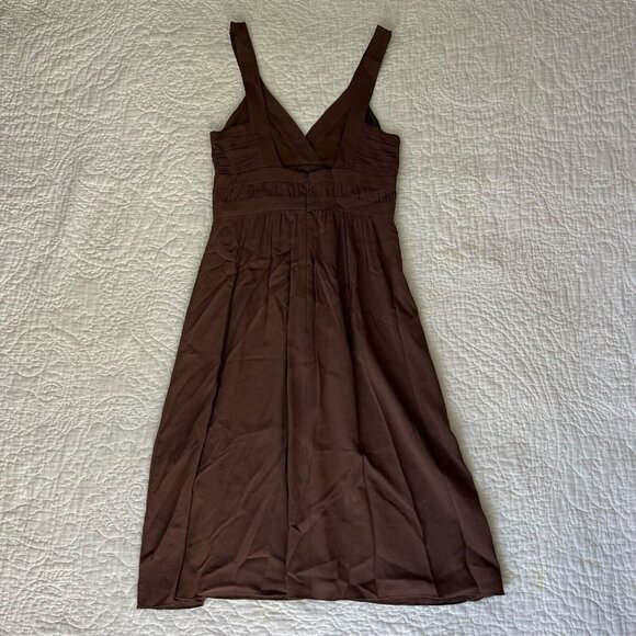 Theory Women's Dress Brown Sleeveless Solid Spaghetti Strap V Neck Mini Size 0 - Picture 6 of 7